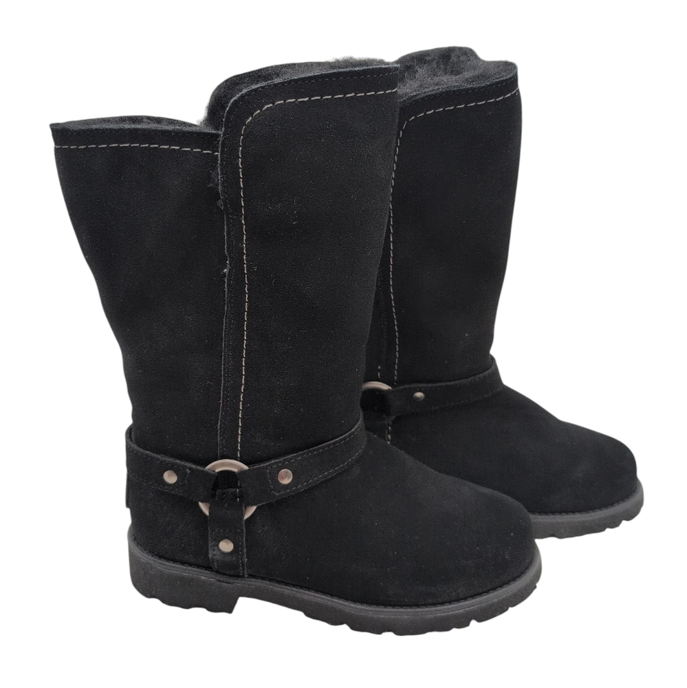BearPaw Cheyenne Suede Water Repellent Boots Black NEW